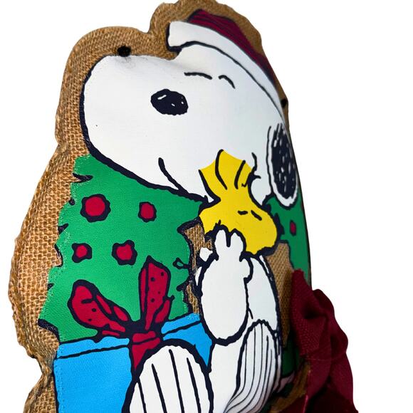 Snoopy & Woodstock Burlap Christmas Wall Hanging Door Decor Current USA - Picture 6 of 8